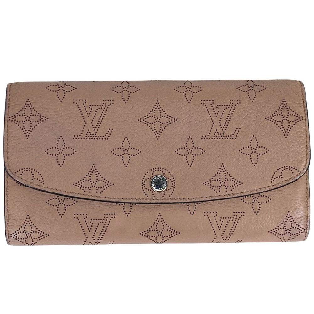 Louis Vuitton Portefeuil Iris bi fold punching long wallet Monogram Mahina pink